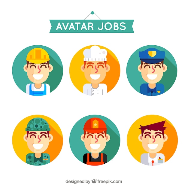 Free vector male avatars with smiley professionals