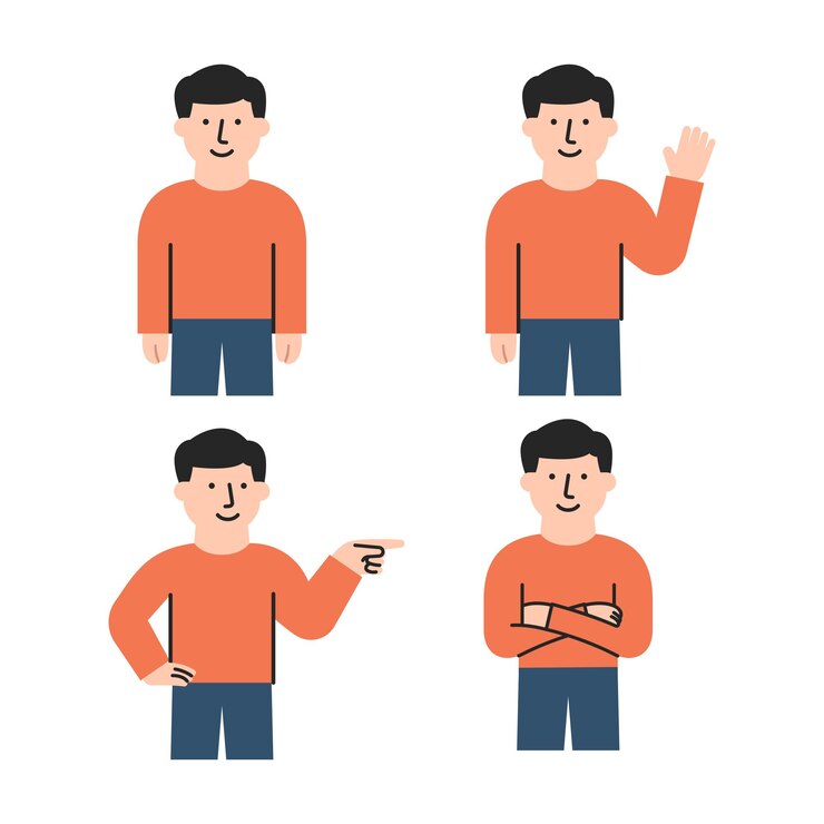 무료 Vector 남성 캐릭터 평평한 스타일 여러 스타일