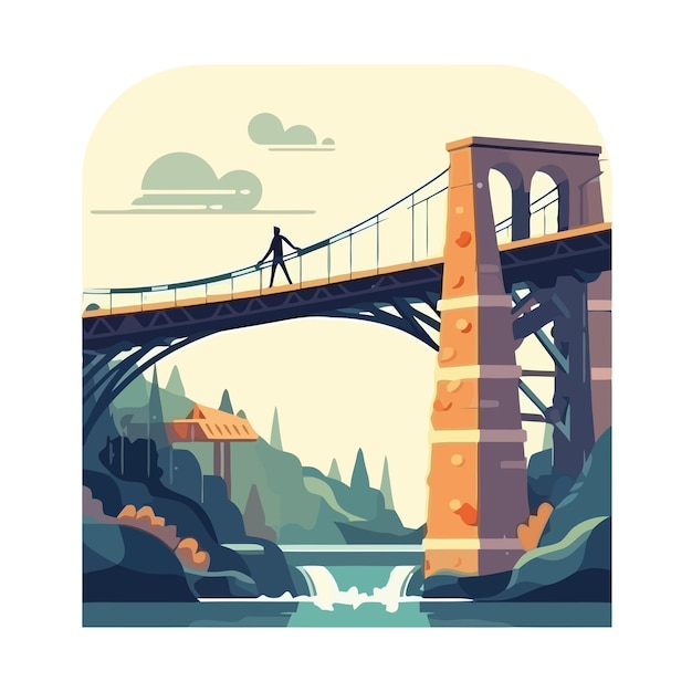 Free vector the male character is standing on a bridge