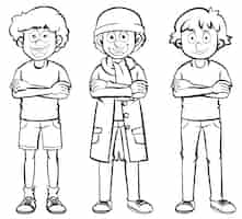 Free vector male characters in three costumes