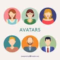 Free vector male and female avatars in flat design