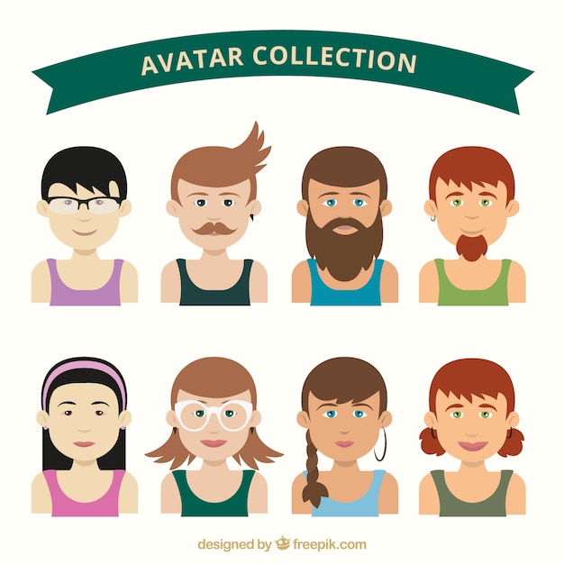 Free vector male and female flat avatars