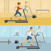 Free vector male and female gyms design
