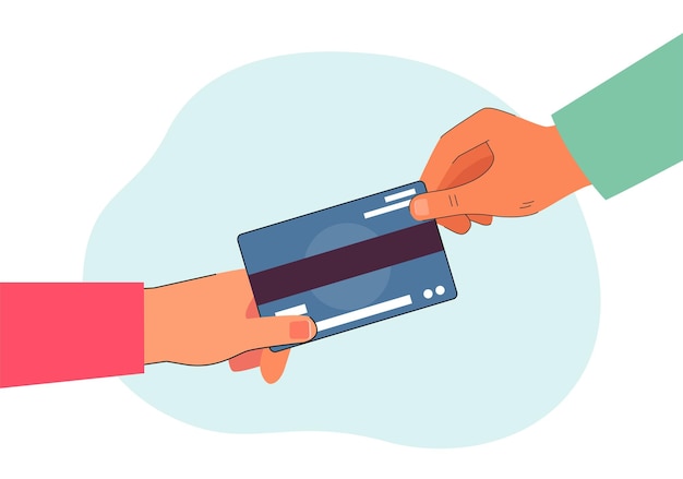 Free vector male and female hands holding credit card