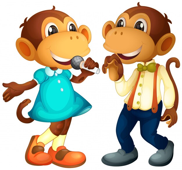 남성과 여성 원숭이 캐릭터