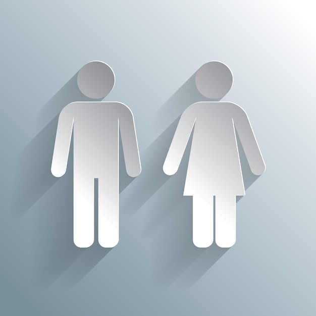 Free vector male female silhouetted figures wc icon