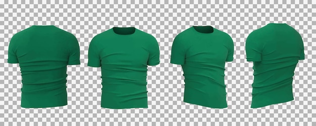 Free vector male green t-shirt in different view collection