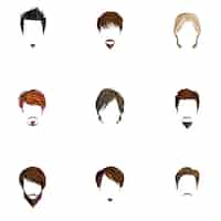 Free vector male hairstyle icons collection