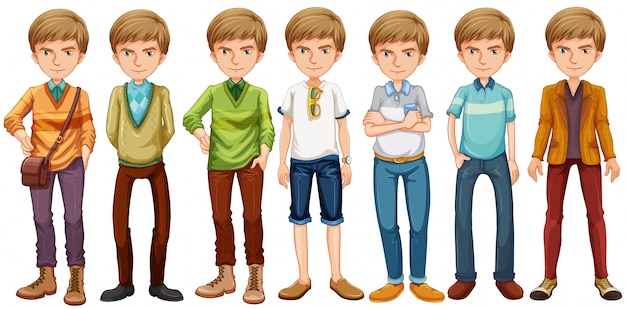 Male hipster in different clothes