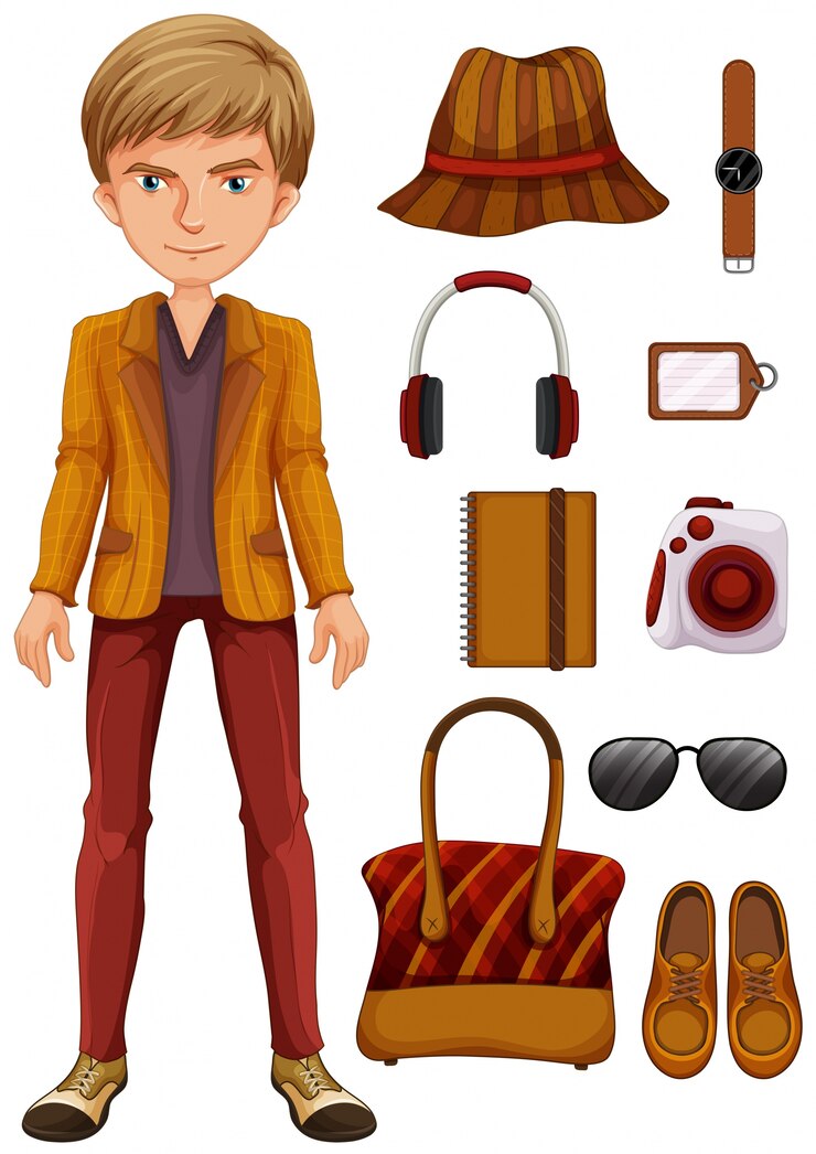 免費 Vector 男人穿著不同裝備的流行服裝