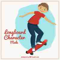 Vettore gratuito carattere longboard maschio