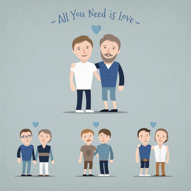 Free vector male love couples