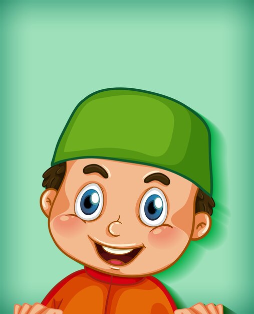 Male muslim cartoon character colour gradient background