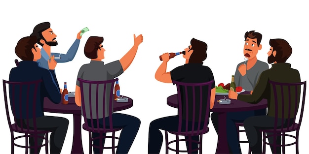 Free vector male nightclub visitors sitting at tables performance viewers nightlife entertainment concept