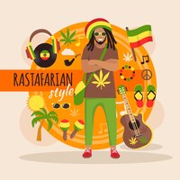 Male rastafarian character pack with stylish accessory and objects
