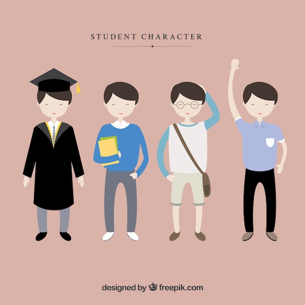 Download Free Male student characters SVG DXF EPS PNG - Cut File Silhouette Background