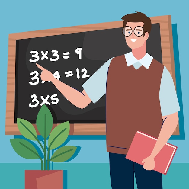 Vettore gratuito matematica insegnante maschio