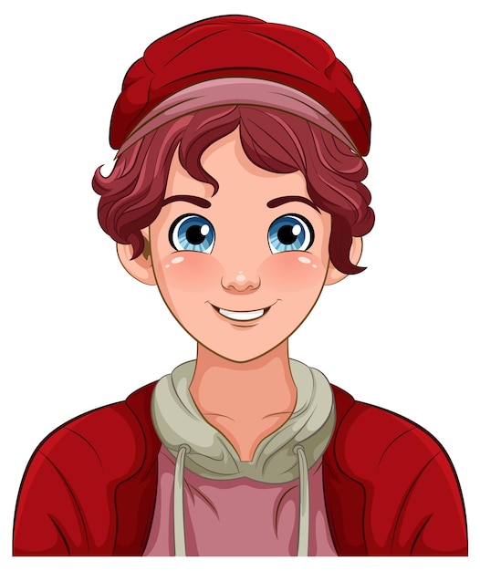 Free vector male teen cartoon wearing hat