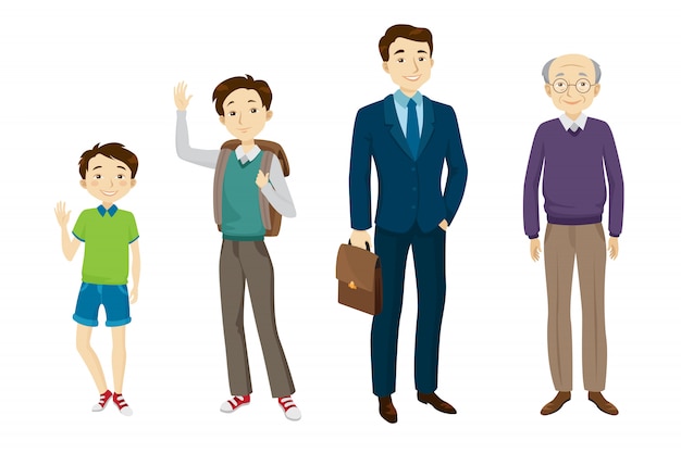 Free vector male of various age character set