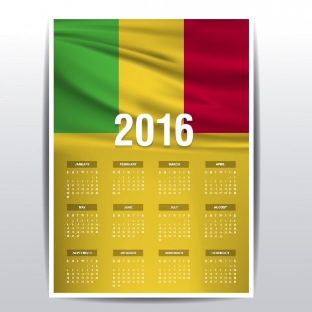 Vettore gratuito mali il calendario del 2016