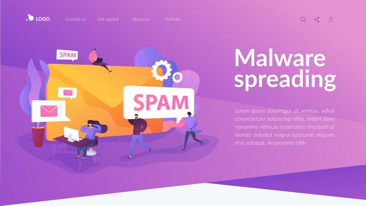 Free Vector malware spreading landing page template