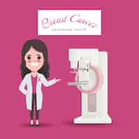 Free vector mammography scan with doctor breast cancer awareness month