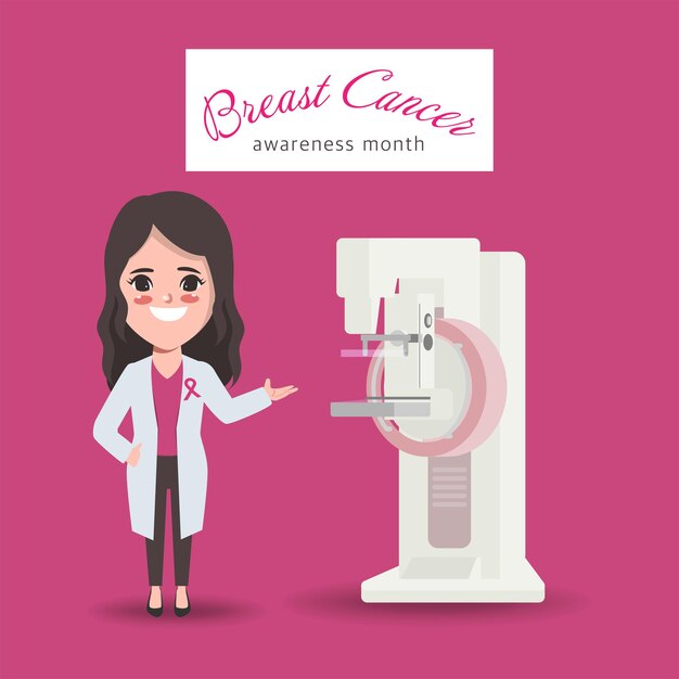 Mammography Scan with doctor Breast cancer awareness month