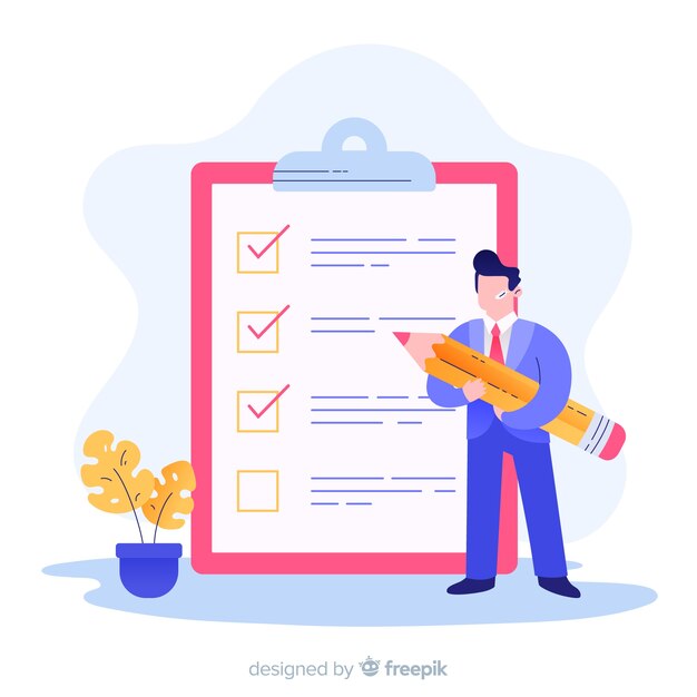 Man analyzing checklist illustration