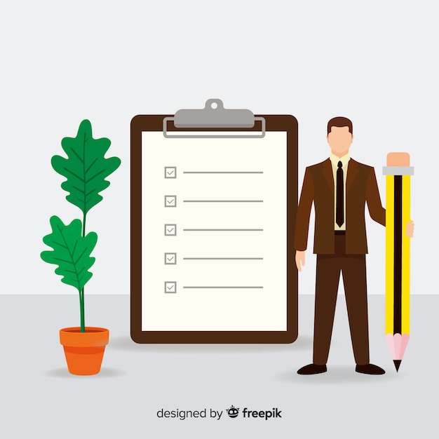 Free vector man analyzing checklist illustration