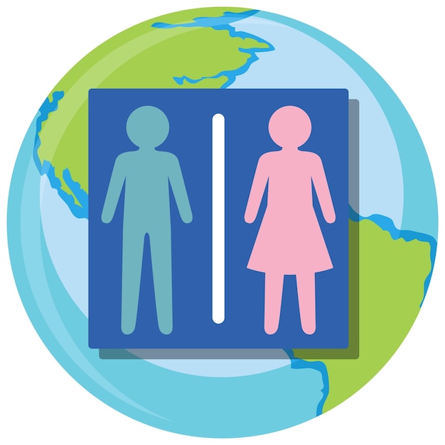 Бесплатное векторное изображение Знак туалета мужчины и женщины на иконе земли