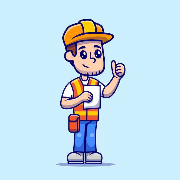 Man Architect Construction Holding Paper Sketch Cartoon Vector  Illustration.