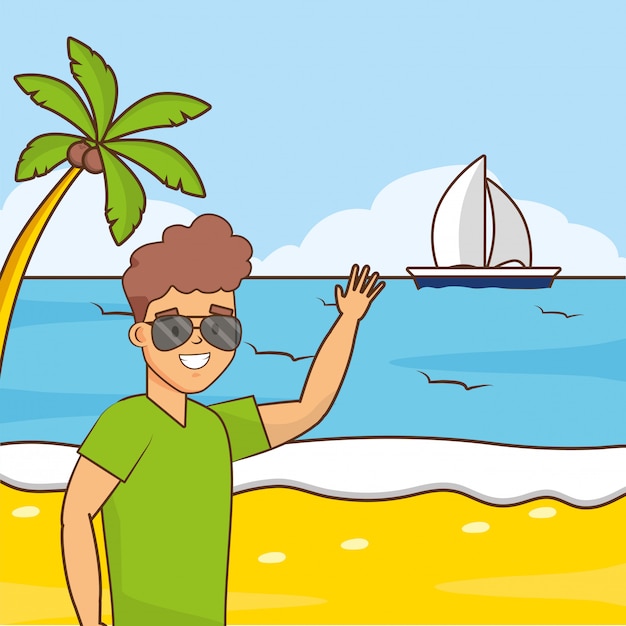 Free vector man in beach vacations