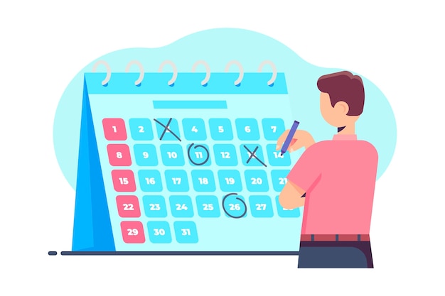 Vettore gratuito uomo che prenota un appuntamento sul calendario