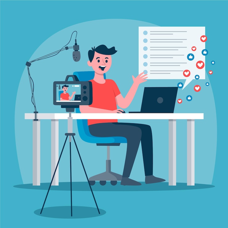 मुफ़्त वेक्टर man broadcasting live event illustration