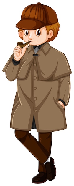 Человек в коричневой куртке с курительной трубкой