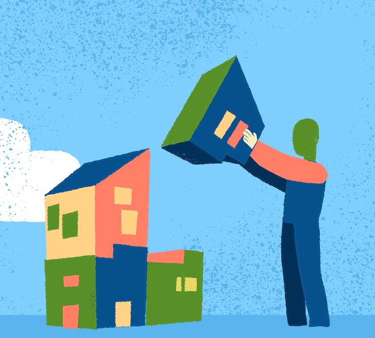 Free Vector man building houses
