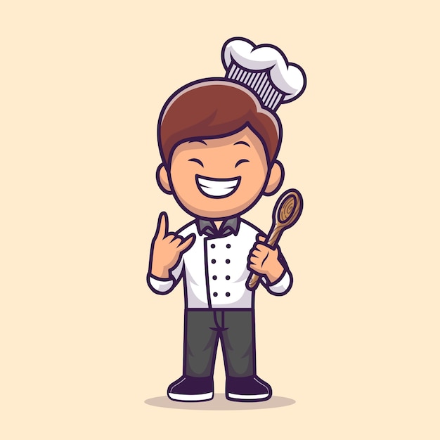 Man Chef Cooking Cartoon Illustration