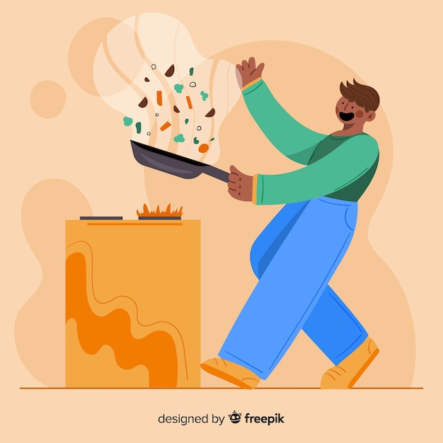 Бесплатное векторное изображение Человек готовит
