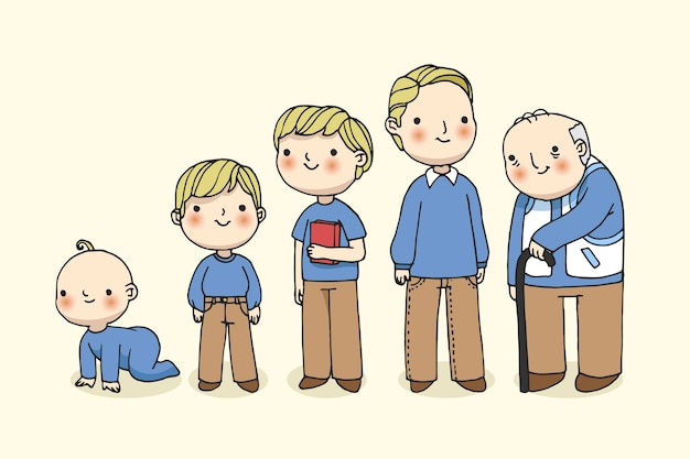 Man in different ages illustration