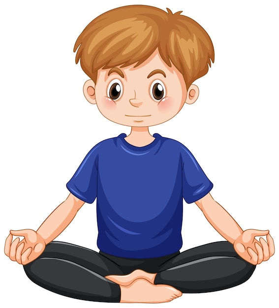 Free vector a man doing yoga cartoon character