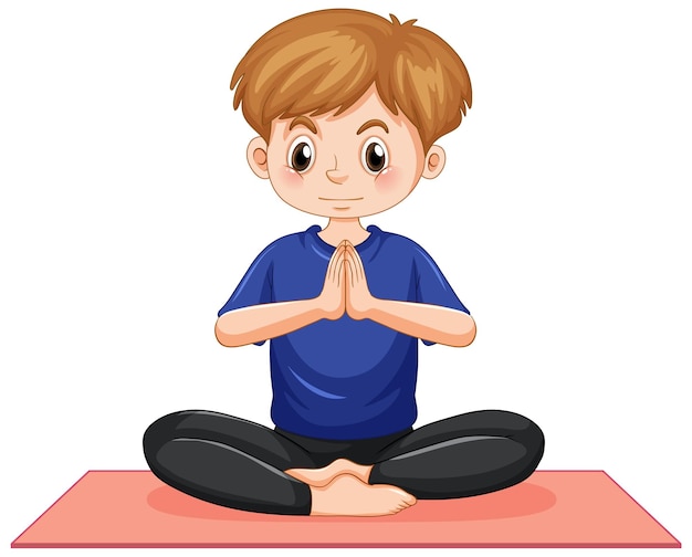 Free vector a man doing yoga cartoon character