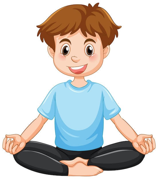 Free vector a man doing yoga cartoon character