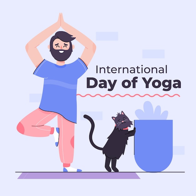 Free vector man doing yoga at home