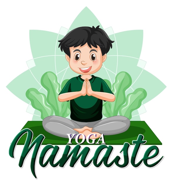 Free vector man doing yoga with text