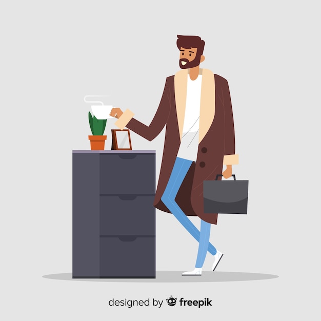 Free vector man drinking coffee backgorund