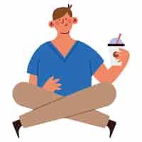 Free vector man drinking coffee in eco cup illustration