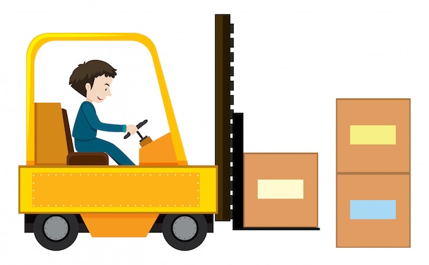 Free vector a man driving forklift