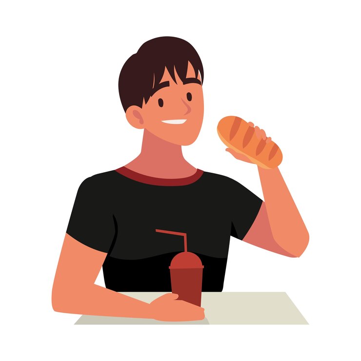 Free Vector man eating bread illustration isolated