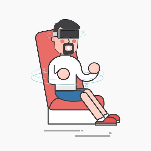 Free vector man enjoying virtual reality
