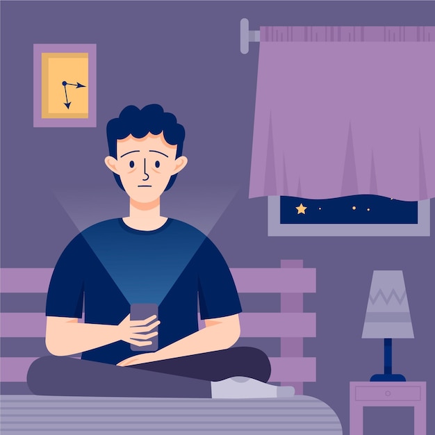 Free vector man experiencing insomnia concept